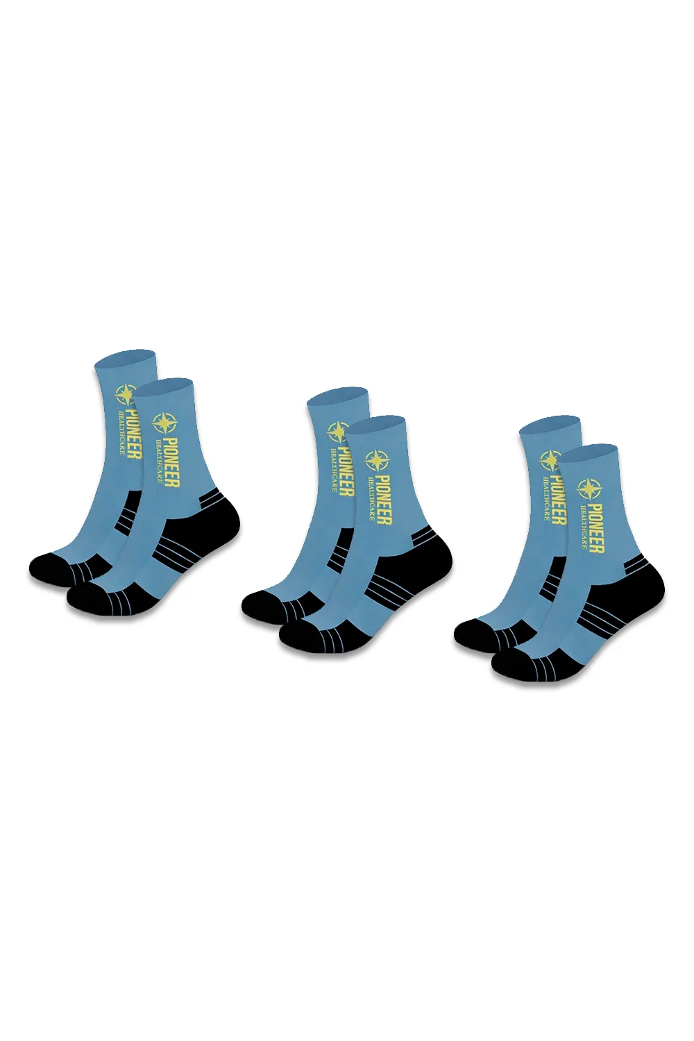 3-Pair Bundle - Athletic High Performance Sports Crew Socks